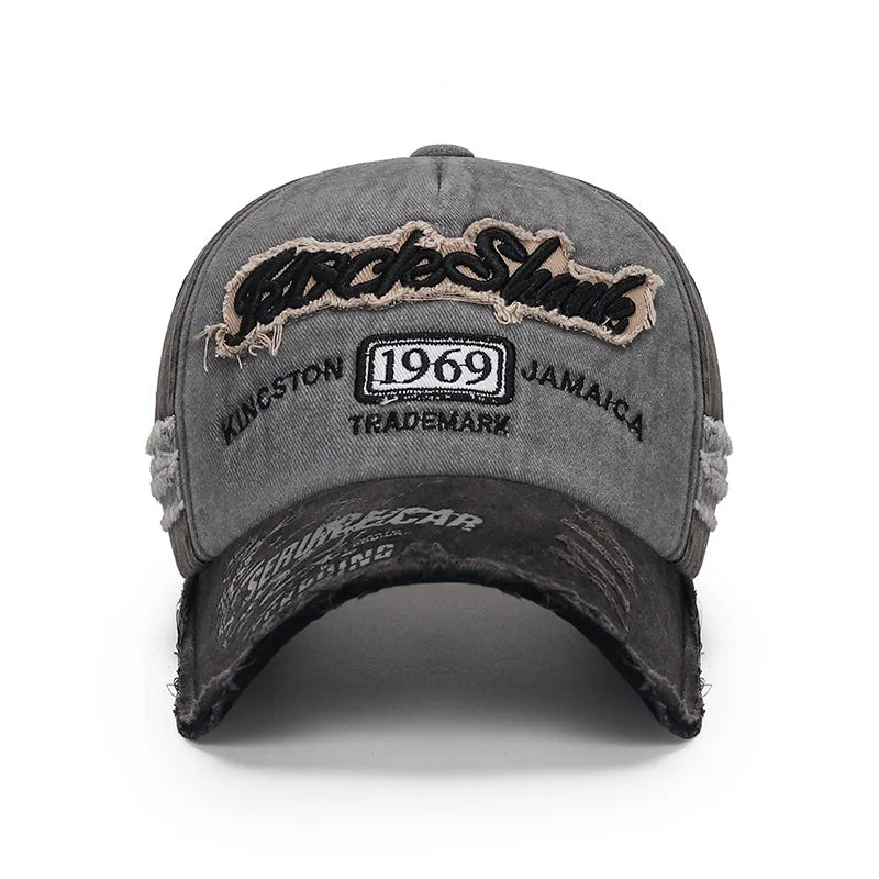 Vintage Washed Baseball Cap – Embroidered Letter Distressed Hat
