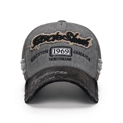 Vintage Washed Baseball Cap – Embroidered Letter Distressed Hat