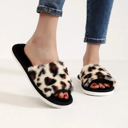 Four Seasons Women S Home Slippers Slides Sandals Shoes White Fur Warm Plush Comfortable Lightweight