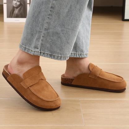 Suede Mule Clogs – Women's Arch Support Cork Outdoor Slippers