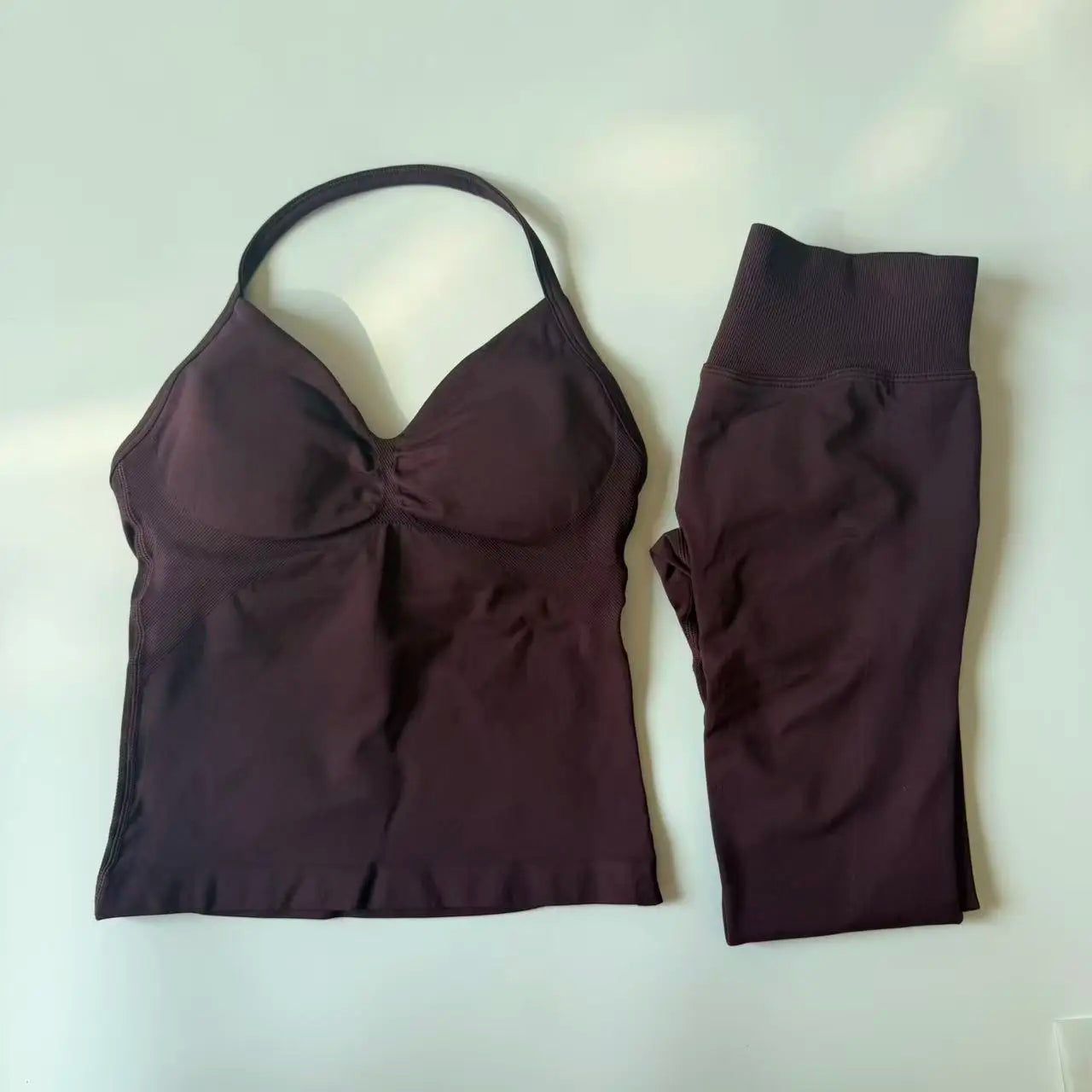 Women's 2-Piece Yoga Set – Backless Tank Top & Scrunch Leggings