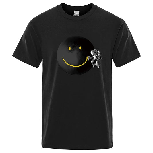 Funny Spaceman Graphic T Shirt Cotton Blend Casual Tee