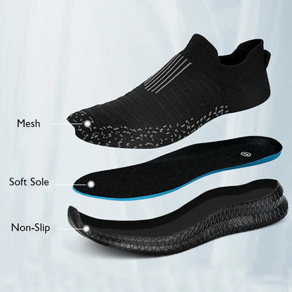 Men's Slip-On Knit Sneakers – Lightweight & Breathable Walking Shoes