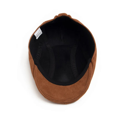 Suede Flat Cap Newsboy Beret – Unisex Vintage Hat