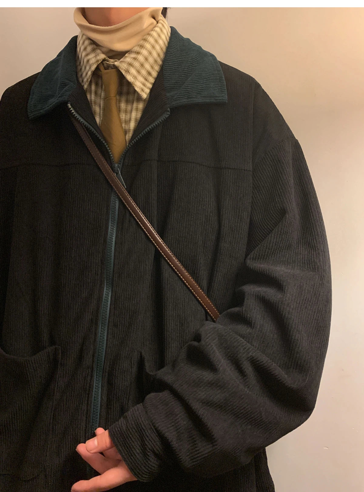 Vintage Men's Oversized Zip-Up Jacket – Loose Cargo Streetwear Coat