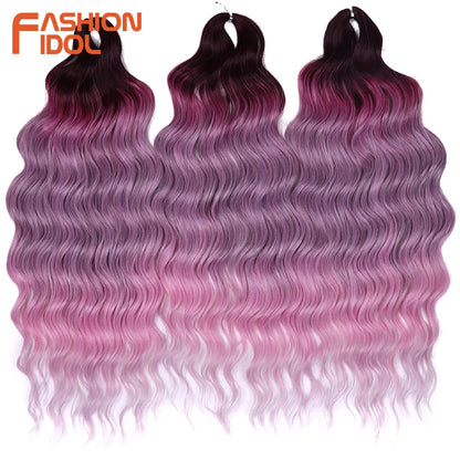 Anna 24 Inch Synthetic Hair Water Wave Braiding Extensions Ombre Blonde Deep Afro Curl Twist Crochet