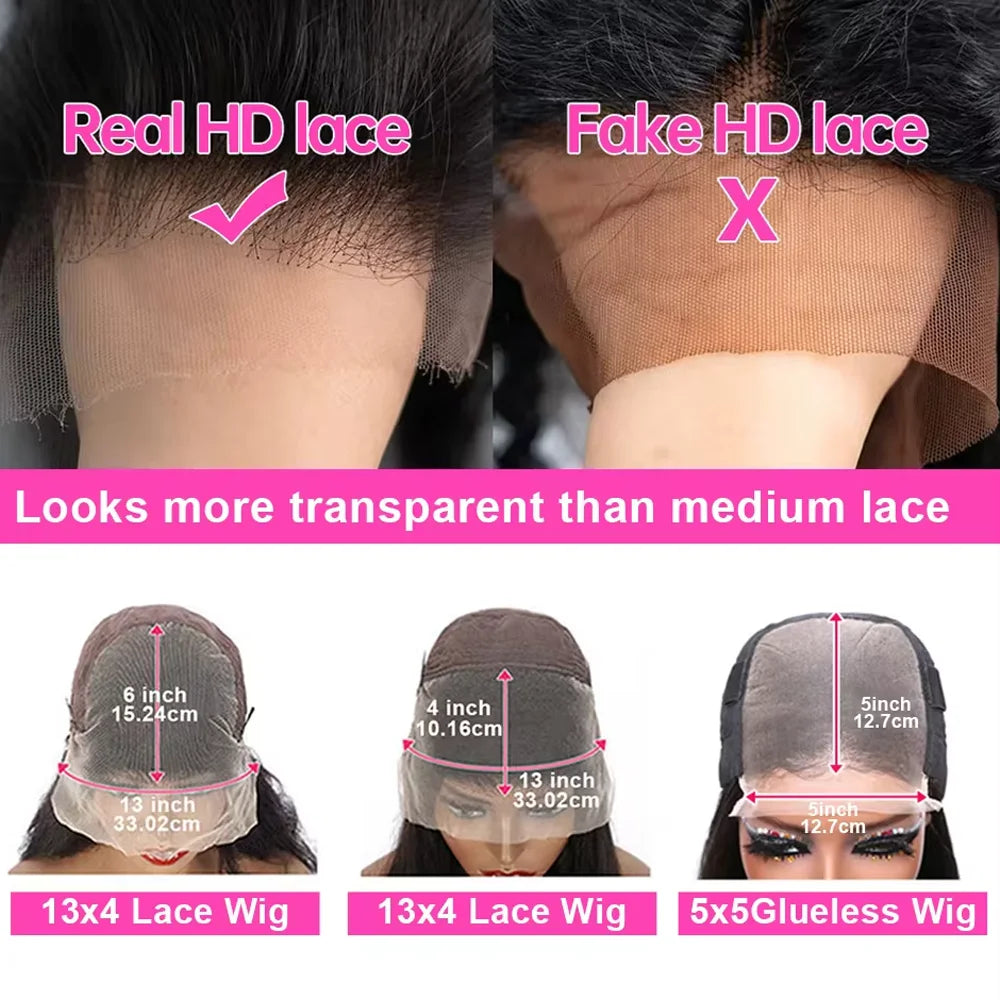 Body Wave Lace Front Human Hair Wig 250 Density 13x4 13x6 5x5 Glueless