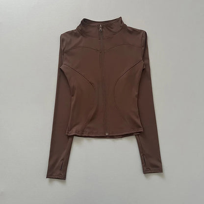 Women's Zip-Up Workout Jacket – Stretch Fitted Running & Yoga
