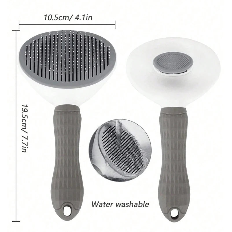 Self-Cleaning Slicker Brush – One-Click Pet Hair Removal Comb