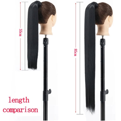 Wrap Around Ponytail Extension – Long Straight Synthetic Clip-In