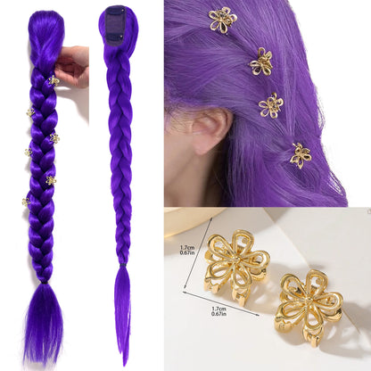 Purple 26inch Braid Clip Ponytail Hair Extension Long Hairpieces Cosplay Kids Girl Halloween