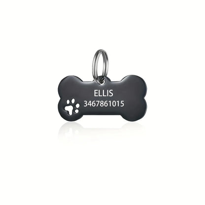 Personalized Engraved Pet ID Tag – Bone Shape for Dogs & Cats