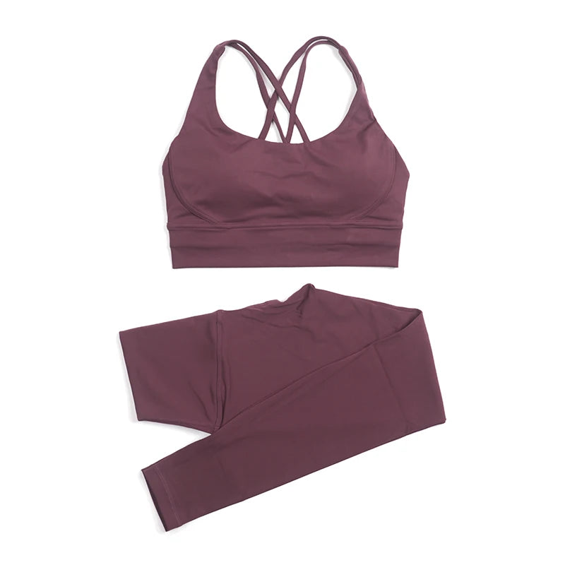 Women's Nylon Yoga Set – Sports Bra & Leggings 2-Piece
