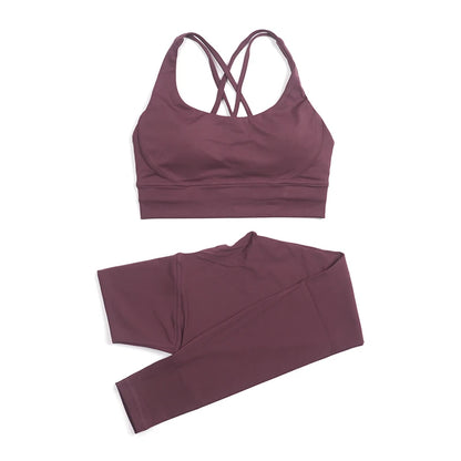 Women's Nylon Yoga Set – Sports Bra & Leggings 2-Piece