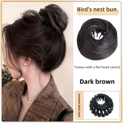 Magic Synthetic Hair Bun Circle Elastic Clips Bird S Nest Shaped Retractable Hairpieces Fashionable