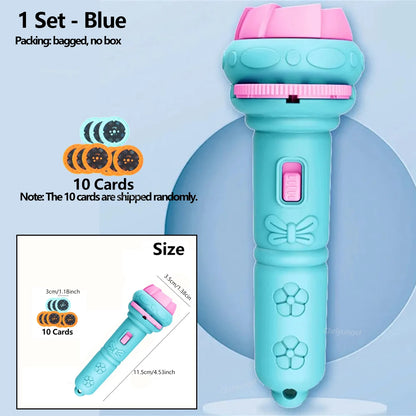 Kids Projector Flashlight – 10 Cards, 80 Patterns, Night Light