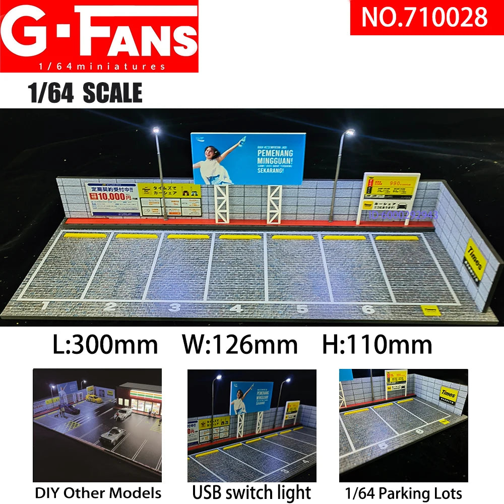 G-Fans 1/64 Scale Parking Lot Diorama Scene with LED Light