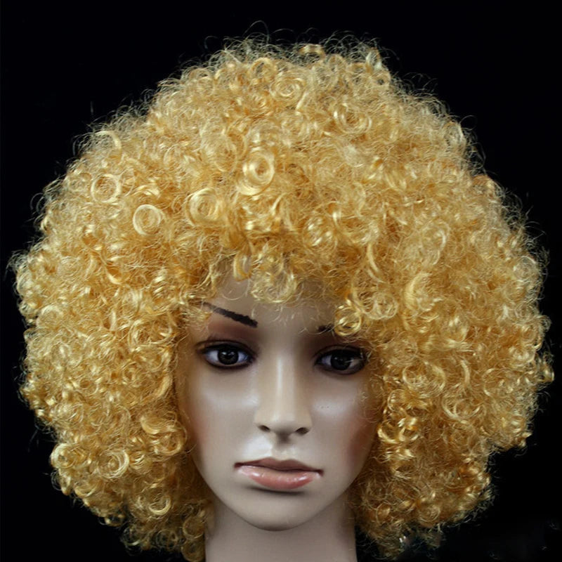 Women Curly Cosplay Wig Short Wavy Hair Colorful Synthetic Daily Party Men Football Fan Wearing Kids