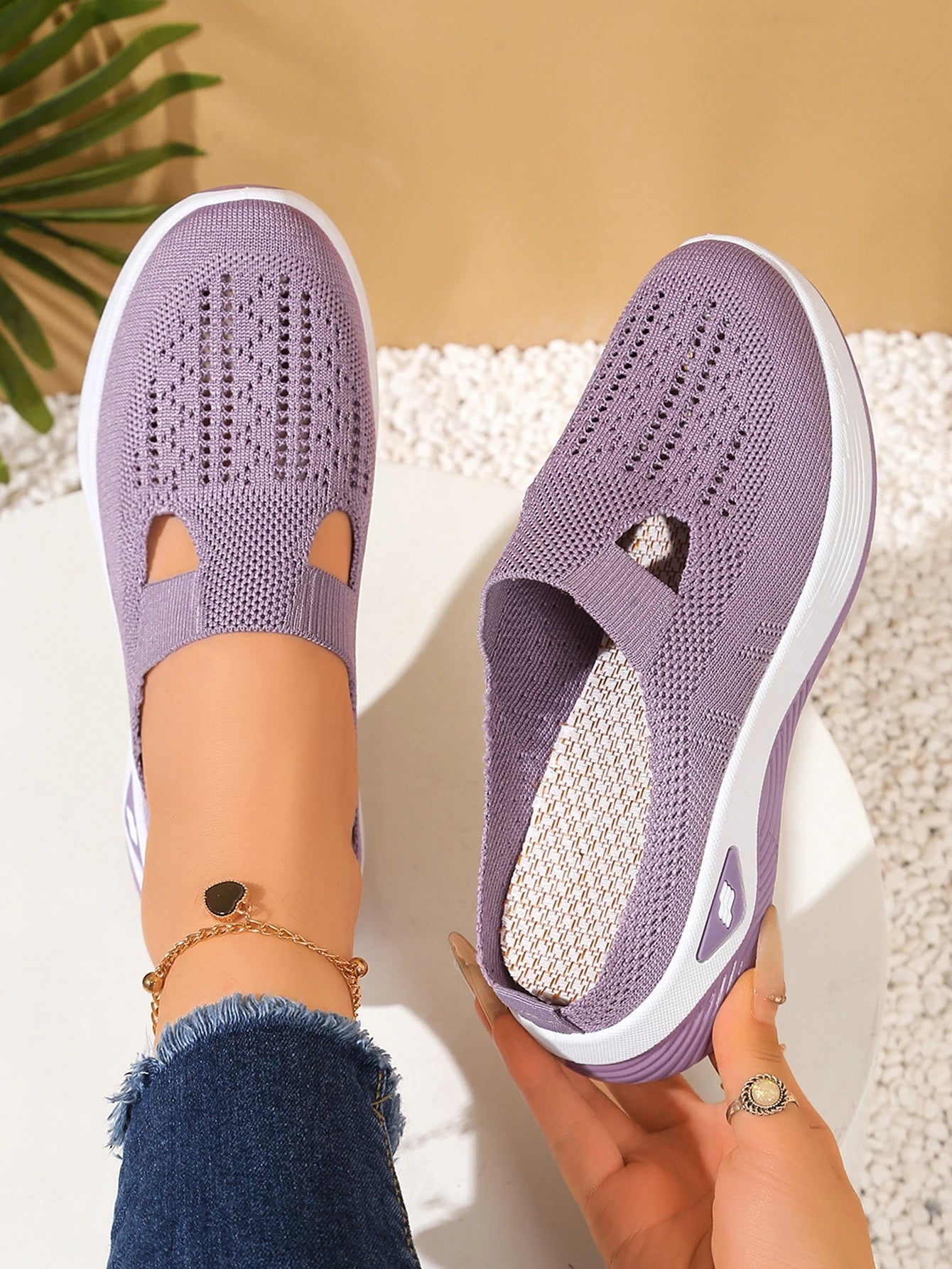 Women S Indoor Home Half Slippers Breathable Vent Design Slip Summer Casual Footwear