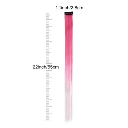 Clip Hair Extensions 6pcs Pack Colored Party Highlights 22 Inches Multi-Colors Straight Hair