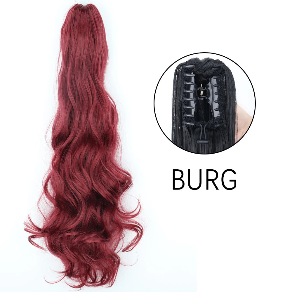 Synthetic Long Straight Claw Clip Ponytail Hair Extensions 24inch Heat Resistant Pony Tail Piece