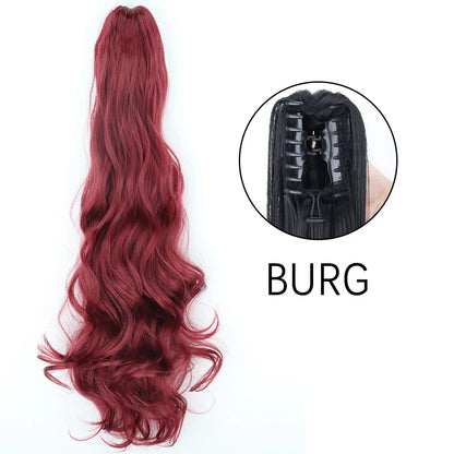 Synthetic Long Straight Claw Clip Ponytail Hair Extensions 24inch Heat Resistant Pony Tail Piece