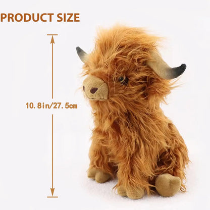Highland Cow Stuffed Animal Plush Toy – Soft Kawaii 25cm