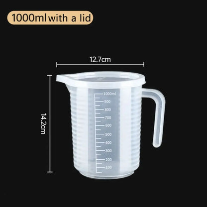 1pc Clear Graduated Measuring Cup Scale Plastic Transparent Mixing Large Capacity Lid Laboratory