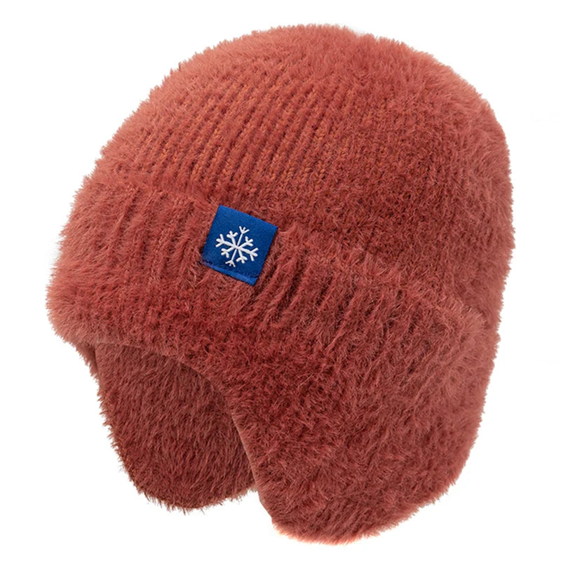Women's Earflap Beanie – Faux Fur Knit Winter Hat