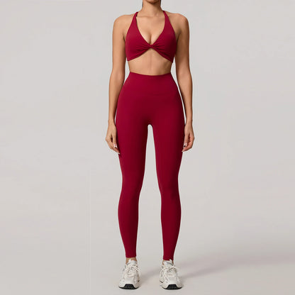 Women's 2-Piece Yoga Set – Long Sleeve Crop Top & Shorts