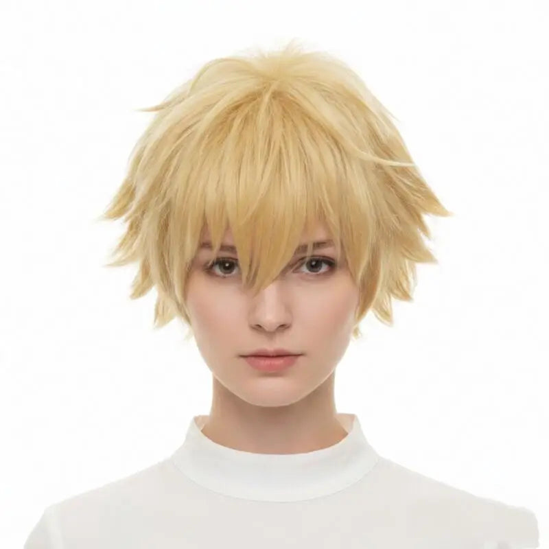 Blonde Short Spiky Synthetic Cosplay Wig – Heat Resistant, Anime & Halloween