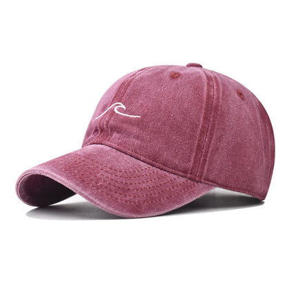 Wave Embroidered Baseball Cap – Washed Cotton Dad Hat