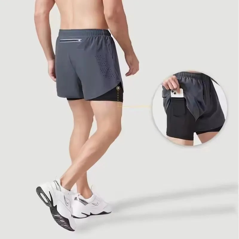 Men's Reflective Running Shorts – 2-in-1 Quick Dry Training Shorts