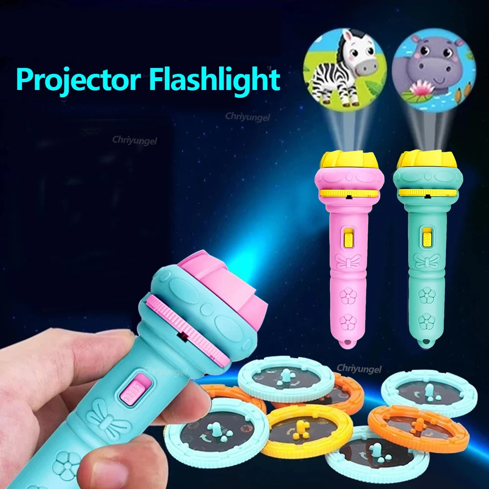 Kids Projector Flashlight – 10 Cards, 80 Patterns, Night Light