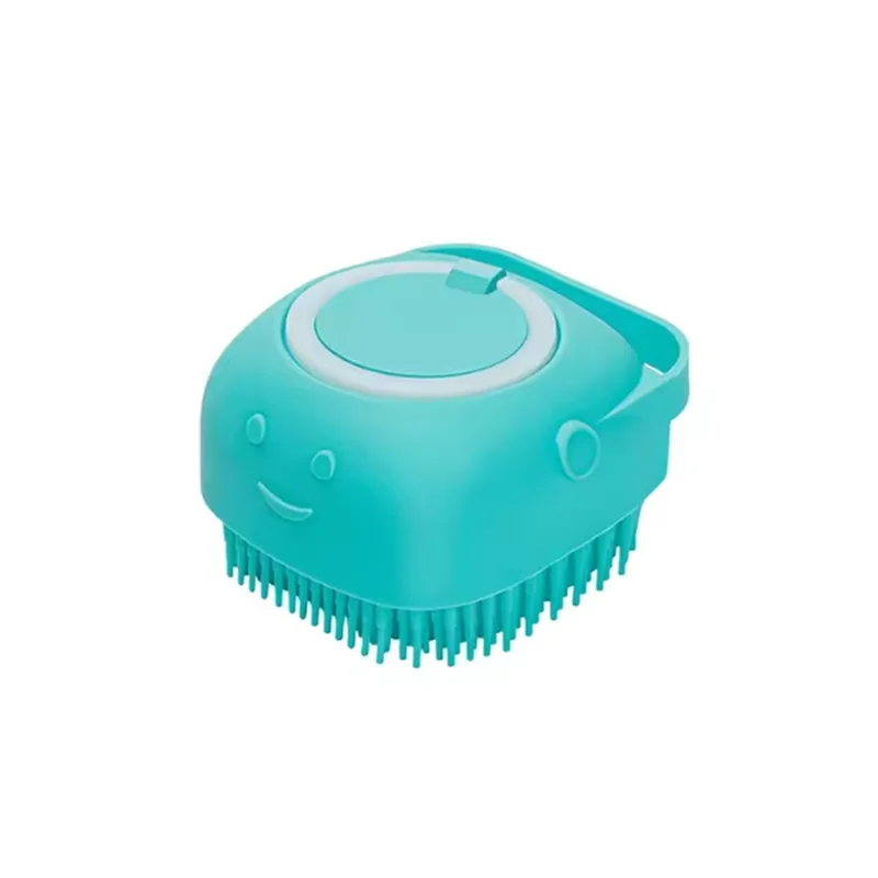 Silicone Pet Bath Massage Brush with Shampoo Dispenser
