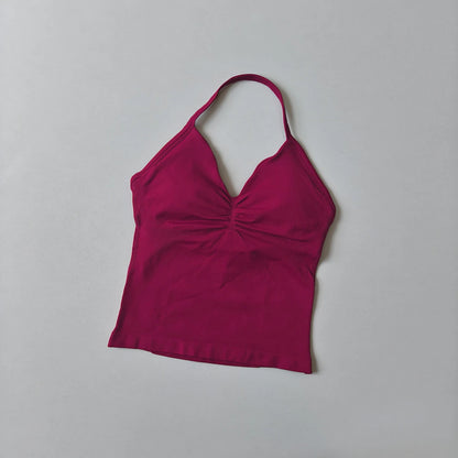 Women's Strappy Backless Crop Top & Scrunch Shorts Set – Gym Yoga Activewear