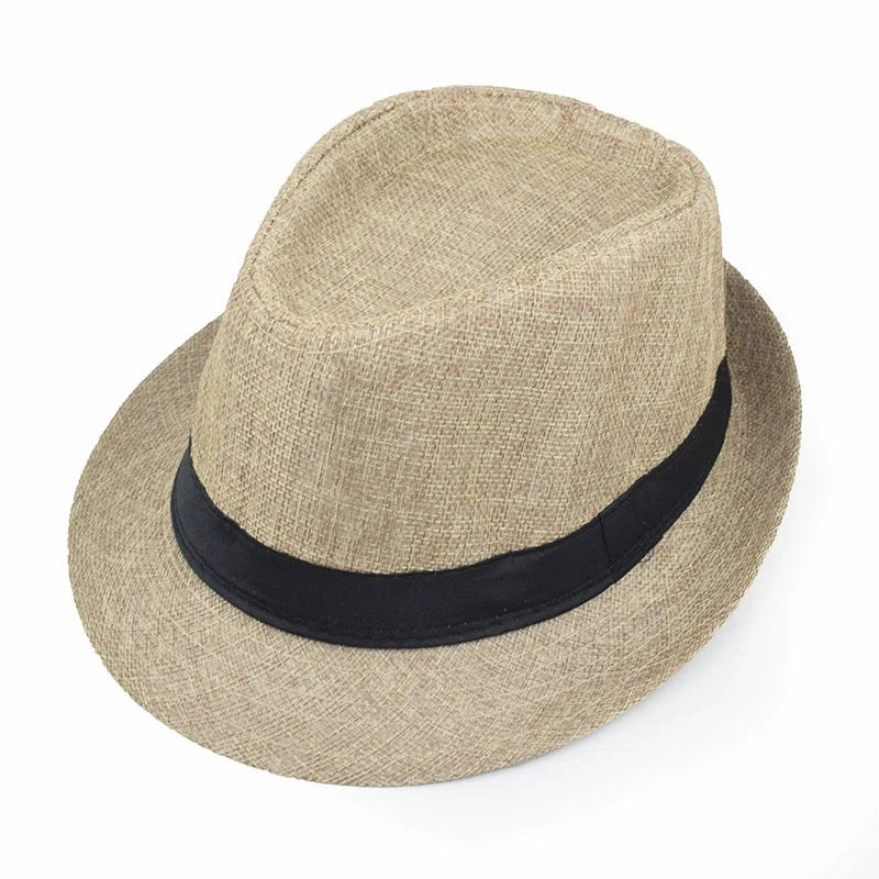 Linen Fedora Sun Hat – Unisex Summer Beach Jazz Cap