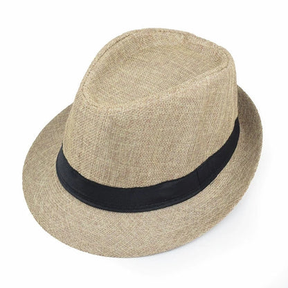 Linen Fedora Sun Hat – Unisex Summer Beach Jazz Cap