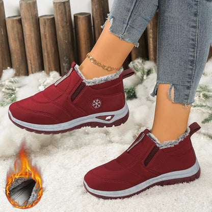 Women's Fleece-Lined Winter Snow Boots Slip-On Warm Casual Shoes