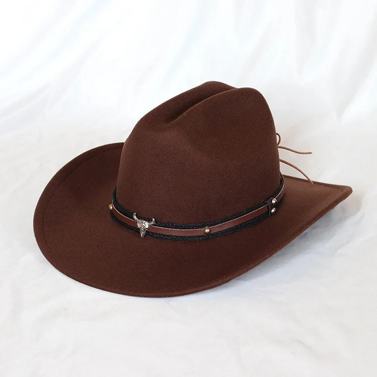 Wide Brim Cowboy Hat – Vintage Western Felt Hat for Men & Women