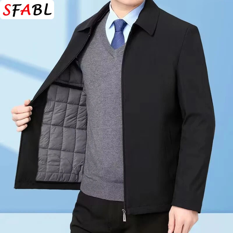 Men's Fleece-Lined Lapel Jacket – Warm Business Casual Coat