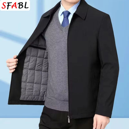 Men's Fleece-Lined Lapel Jacket – Warm Business Casual Coat