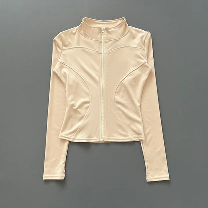 Women's Zip-Up Workout Jacket – Stretch Fitted Running & Yoga