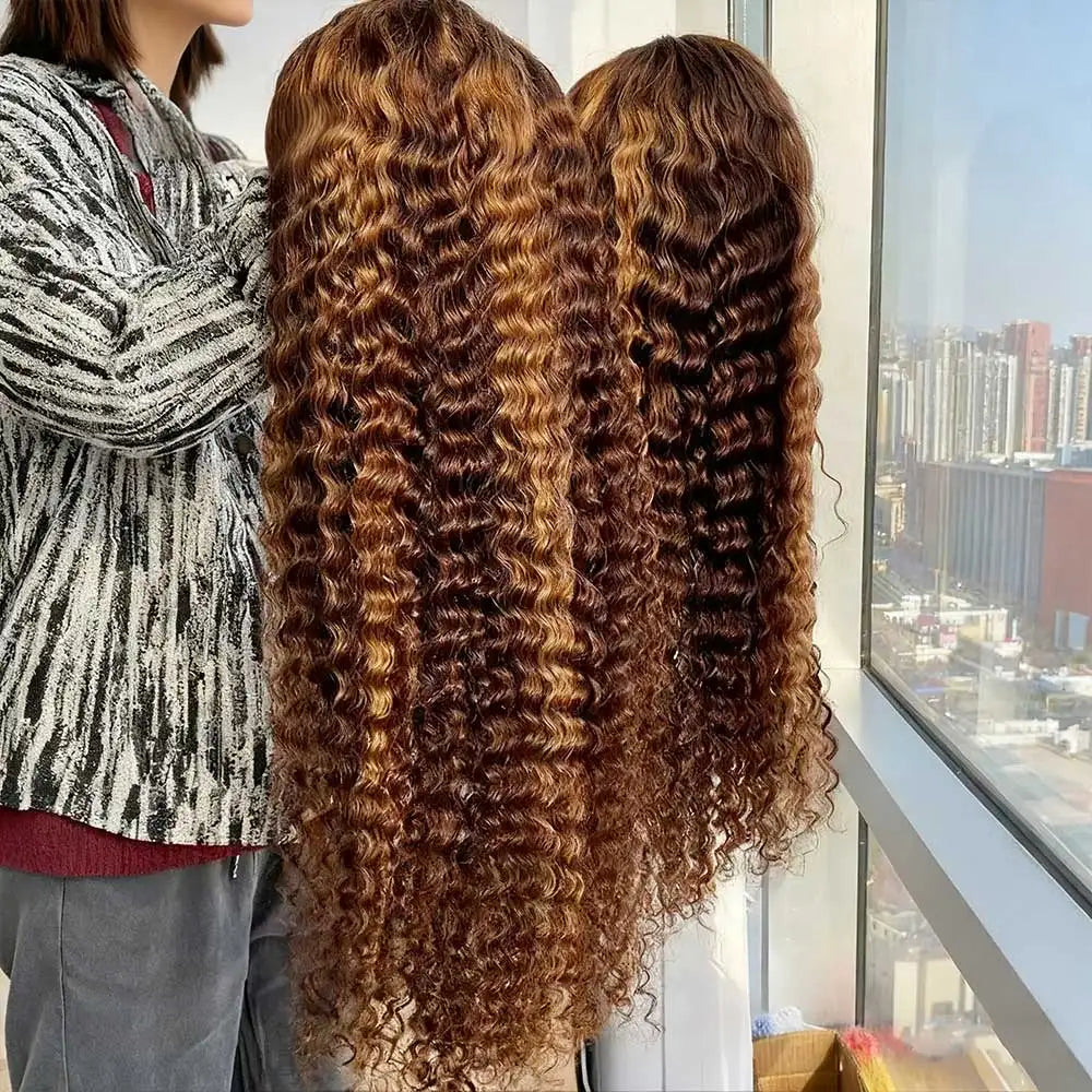 Highlight Curly Wig 13x4 Lace Front Human Hair Wigs Glueless Hd Deep Wave Frontal 4