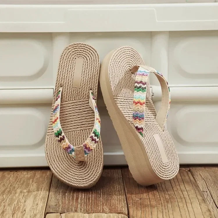 Women Flip Flops Summer Beach Platform Slippers Casual Outside Wedges Sandals Shoes