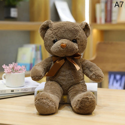 Colorful Teddy Bear Plush Toy with Bow – Soft Stuffed Animal Gift