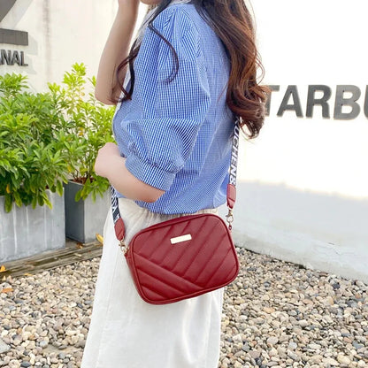 PU Leather Camera Crossbody Bag for Women – Quilted Shoulder Bag