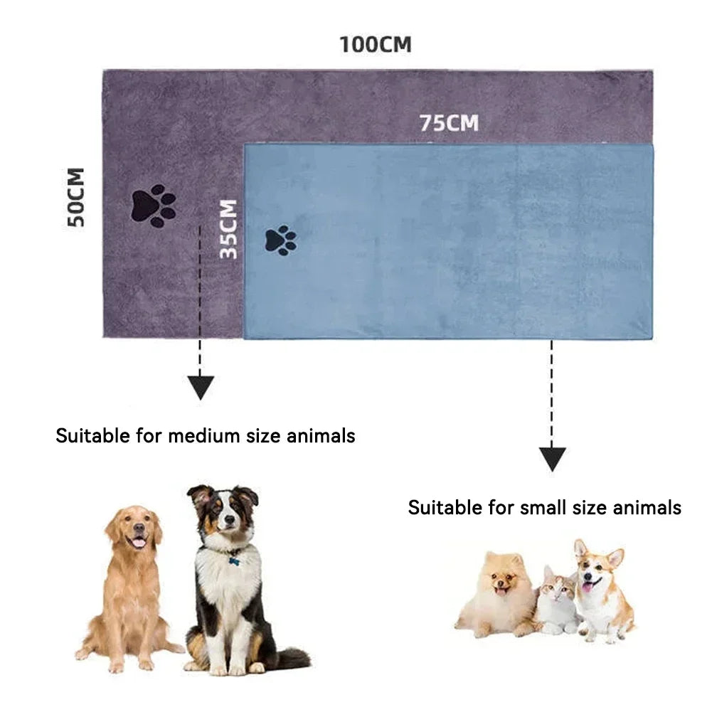 Microfiber Pet Bath Towel – Super Soft & Absorbent for Cats & Dogs