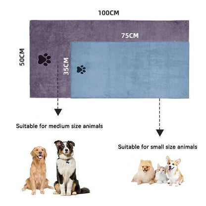 Microfiber Pet Bath Towel – Super Soft & Absorbent for Cats & Dogs