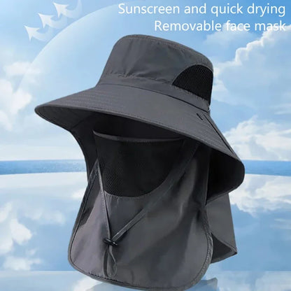 UV Protection Sun Hat with Face Cover – Unisex Outdoor Bucket Hat